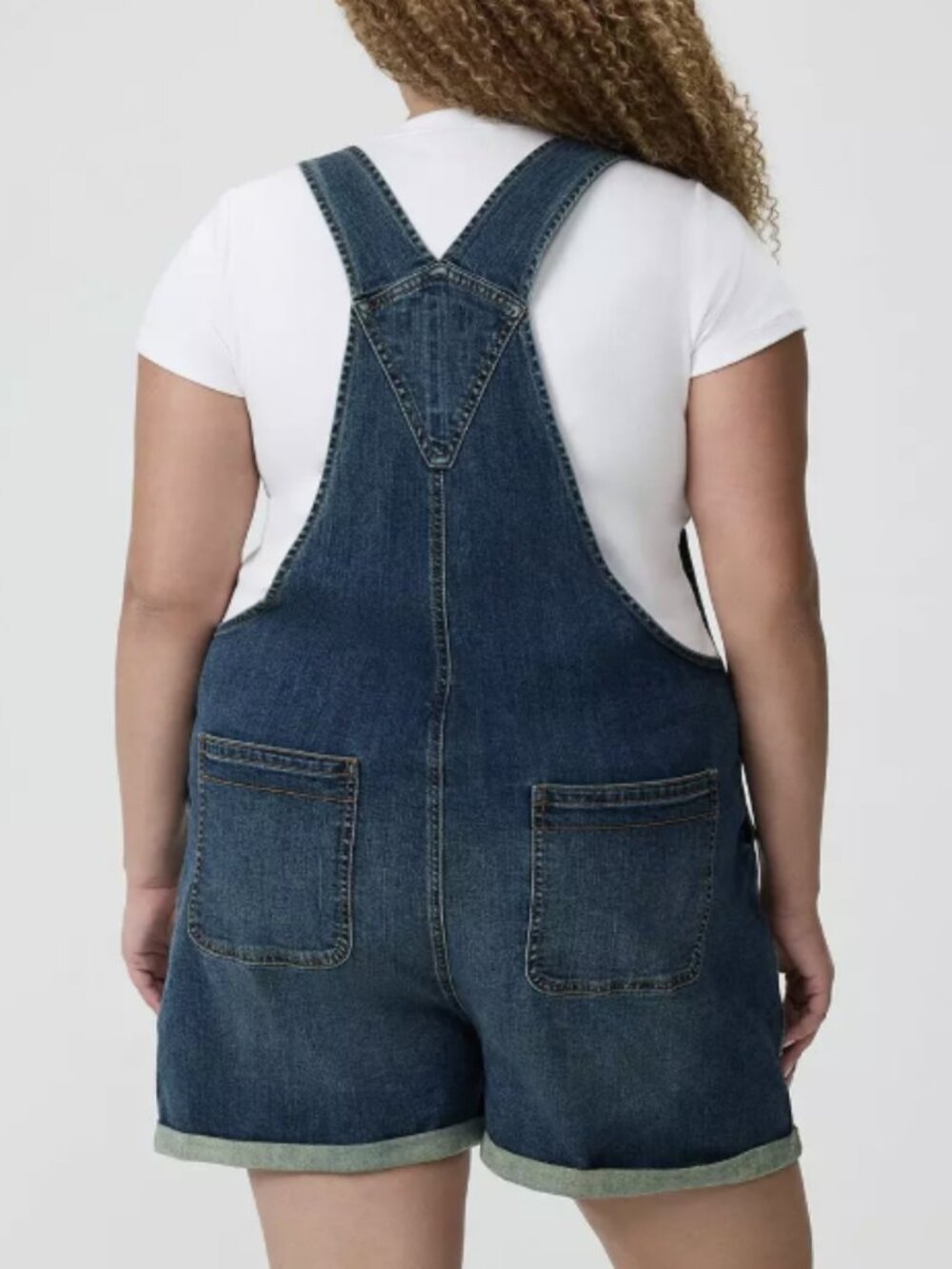 Torrid 14 Relaxed Denim Short Overalls Relaxed Fit Med Wash Cotton Linen Blend - Picture 2 of 6